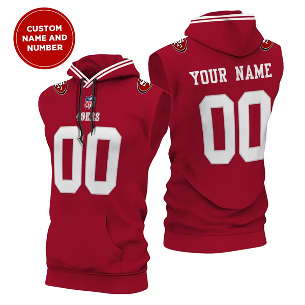 Men's San Francisco 49ers Customized Red Limited Edition Sleeveless Hoodie